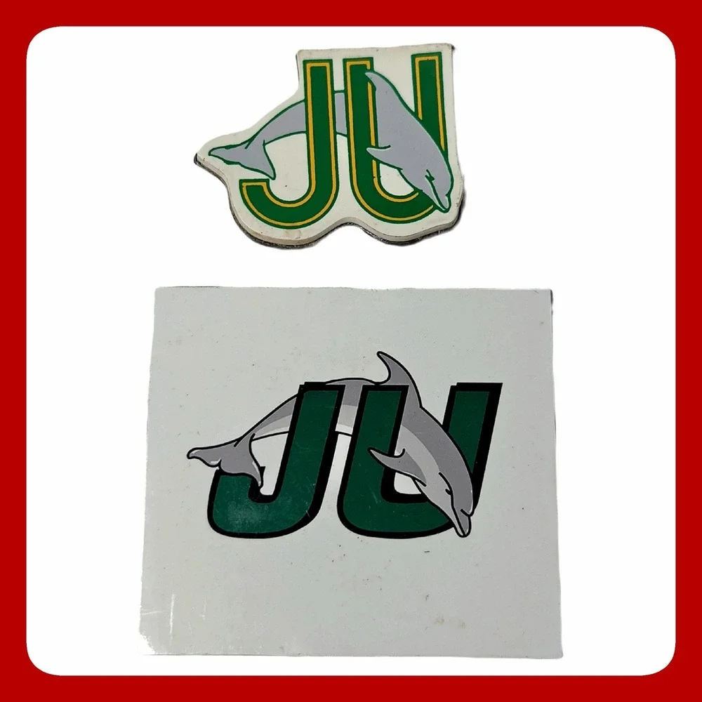 Vintage Jacksonville University Dolphins Fridge Magnet Set Green Gold Logo Lot